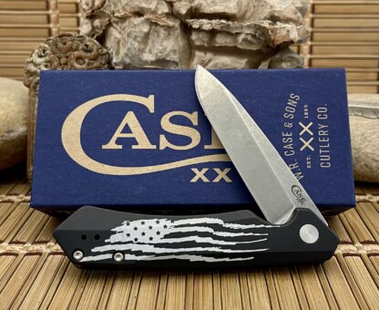 Case XX USA Black Anodized Aluminum Flag S35VN Kinzua 10857 Flipper Knife