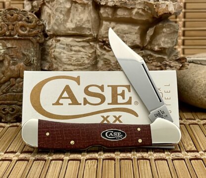 Case XX USA 2025 Dark Red Burlap Micarta 12275 Carbon Copperlock Knife