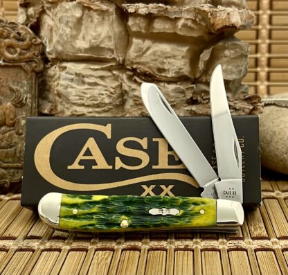 Case XX USA 2025 Peachseed Jig Green Apple Bone 27861 Mini Trapper Knife