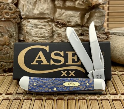 Case XX USA 2025 Smooth Blue Sycamore Wood 63731 Mini Trapper Knife