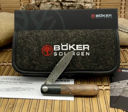 Boker Solingen Germany Prime Barlow Walnut/Micarta Tirpitz Damascus Barlow Knife - Image 2