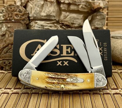 Case XX USA Custom 6.5 Bone Stag Scrolled Sowbelly Knife