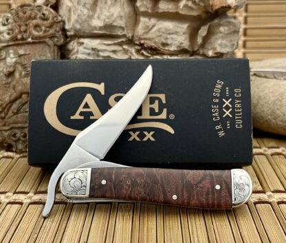 Case XX USA Custom Brown Maple Burl Scrolled Russlock Knife - Image 3