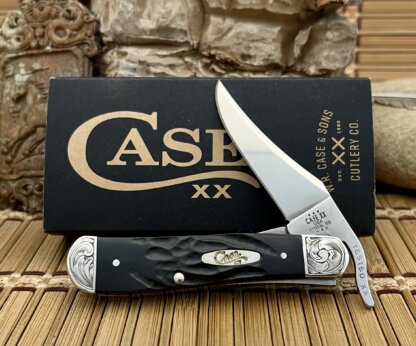 Case XX USA Custom Rough Black Scrolled Russlock Knife