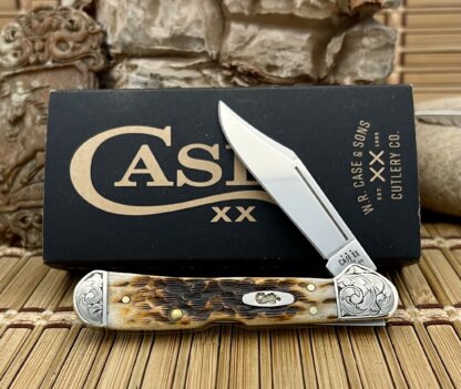 Case XX USA Custom Peachseed Amber Bone Scrolled Mini Copperlock Knife