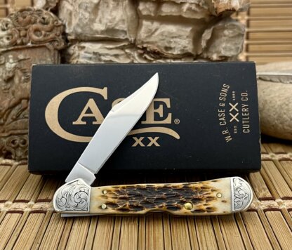 Case XX USA Custom Peachseed Amber Bone Scrolled Mini Copperlock Knife - Image 3