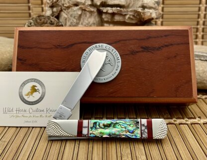 Case XX Wild Horse Custom Abalone & Bloody Jasper Razor Barlow Knife #02 - Image 3