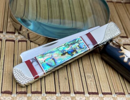 Case XX Wild Horse Custom Abalone & Bloody Jasper Razor Barlow Knife #02 - Image 2