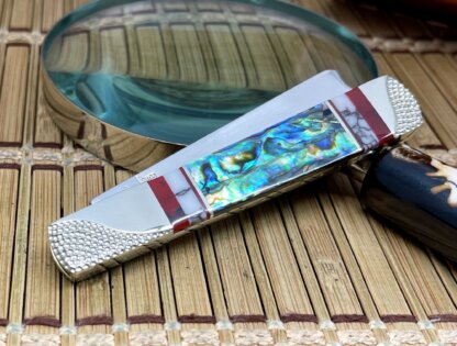 Case XX Wild Horse Custom Abalone & Bloody Jasper Razor Barlow Knife #02 - Image 4