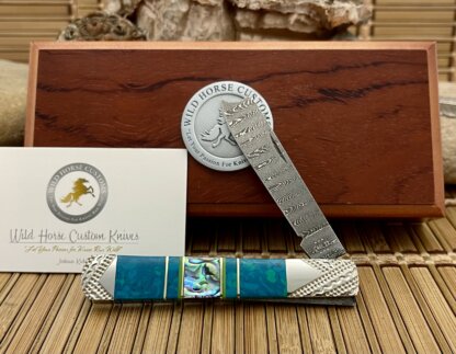 Case XX Wild Horse Custom Abalone & Chrysocolla Damascus Razor Barlow Knife #1