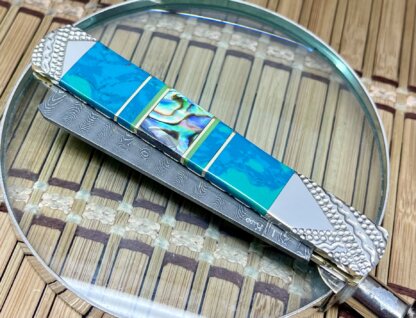 Case XX Wild Horse Custom Abalone & Chrysocolla Damascus Razor Barlow Knife #1 - Image 4