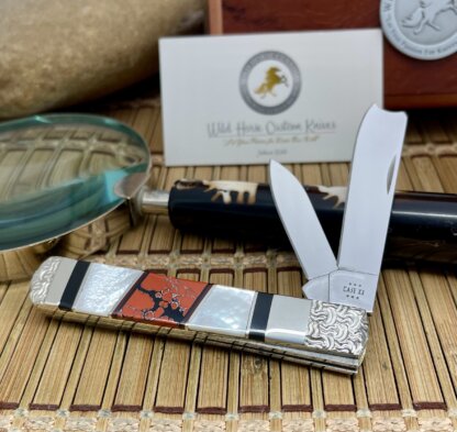 Case XX Wild Horse Custom Mother of Pearl & Red Jasper Razor Barlow Knife #1 - Image 2