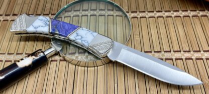 Buck 110 USA Wild Horse Custom Purple Turquoise w/ Pyrite Hunter Knife #1/3 - Image 5