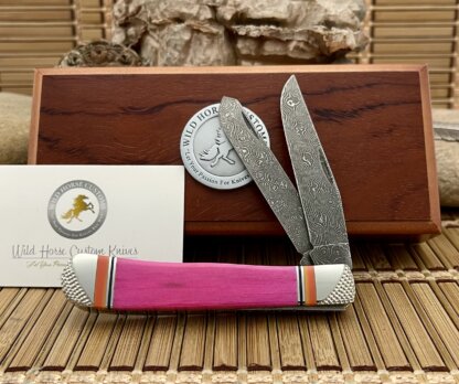 Case XX Wild Horse Custom Swordfish Bill & Coral Damascus Trapper Knife #1/1