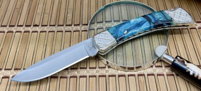 Buck 110 USA Wild Horse Custom Cross-Cut Blue Mammoth Fossil Hunter Knife #6 - Image 2