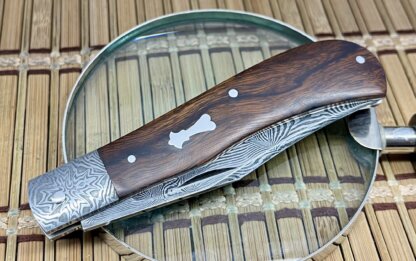 Patrik Francescato Desert Ironwood Mosaic Damascus Slip Joint Trapper Knife - Image 5