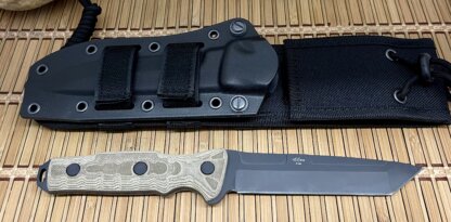 Buck USA 893 Green Canvas Micarta 5160 Carbon Tanto Knife w/Sheath - Image 2