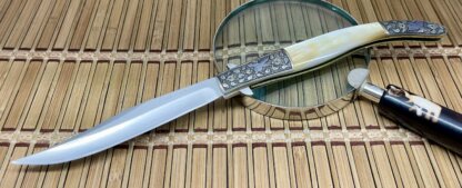 Jay Harris USA Gold Lip Pearl Titanium Hummingbird Engraved Linerlock Bowie Knife - Image 2