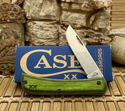 Case XX USA Green/Black Laminate Wood XR Crossroads S35VN Sod Buster Jr Knife