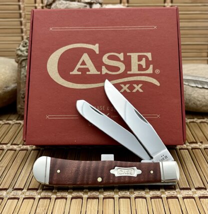 Case XX USA 2025 Smooth Brown Curly Maple 10849 Trapper Knife w/Cigar Box