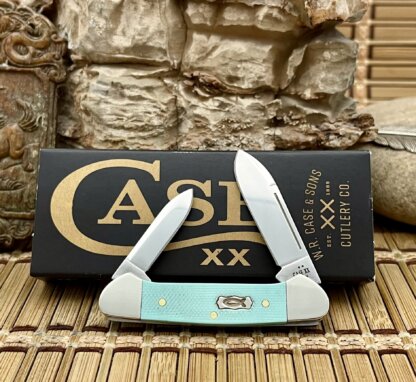 Case XX USA 2025 Smooth Seafoam Green G-10 18107 Baby Butterbean Knife